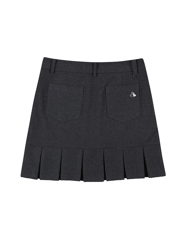 블랙앤화이트 [블랙앤화이트] 여성 가을 솔리드 TR 플리츠 큐롯 4401LBSA_GREY 착용컷