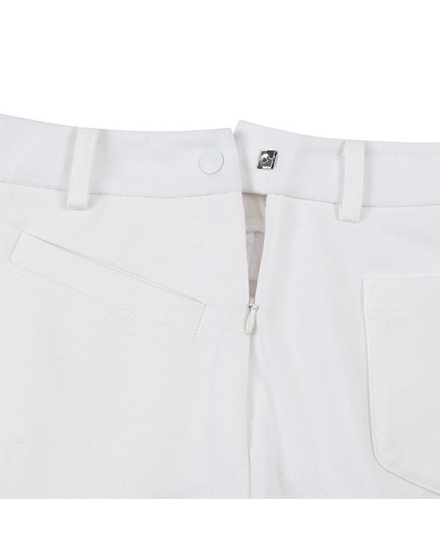 블랙앤화이트 [블랙앤화이트] 여성 가을 솔리드 TR 플리츠 큐롯 4401LBSA_WHITE 착용컷