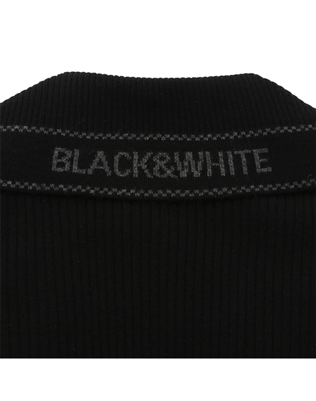 블랙앤화이트 [블랙앤화이트] 여성 세일러카라 방풍안감 니트베스트 2013LXVC_BLACK 착용컷