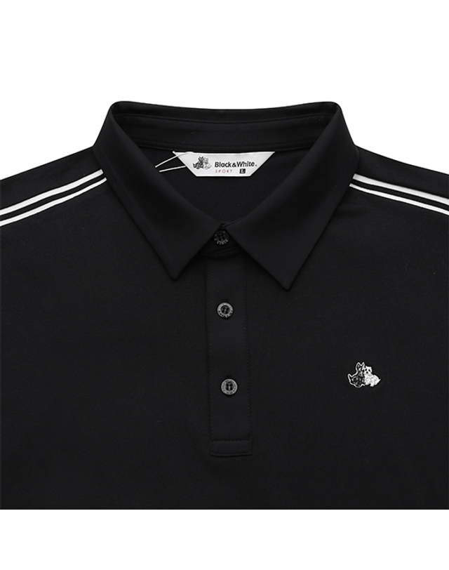 블랙앤화이트 [블랙앤화이트] 남성 양면기모 Y에리 티셔츠 9343GXSP_BLACK 착용컷