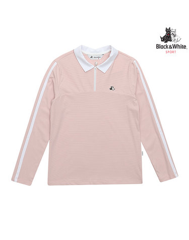 [블랙앤화이트] 여성 요크 포인트 배색 카라 반집업 티셔츠 9322LAPD_CORAL