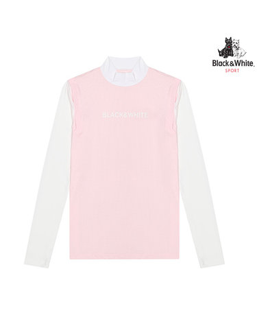 [블랙앤화이트] 여성 앞판 글리터 로고 냉감 소매 티셔츠 9252LCOI_PINK