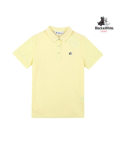 [블랙앤화이트] 여성 여름 도트 레이스 배색 반팔 9601LAAB_YELLOW