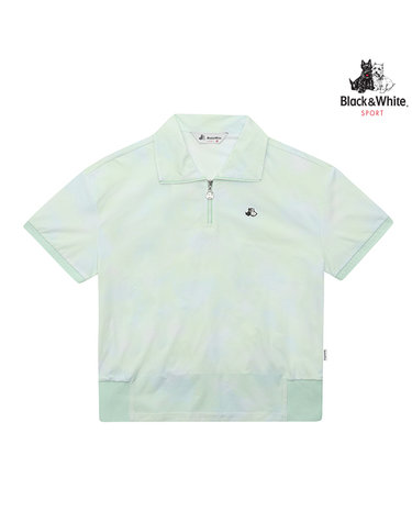 [블랙앤화이트] 여성 물나염 프린트 드랍소매 반집업 티셔츠 9123LZLP_MINT