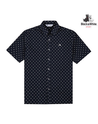 [블랙앤화이트] 남성 잔패턴 반팔 셔츠 6016GAUC_NAVY