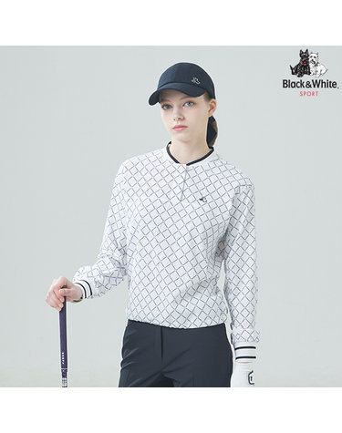 [블랙앤화이트] 여성 프린트 라운드 티셔츠 9416LAPP_WHITE