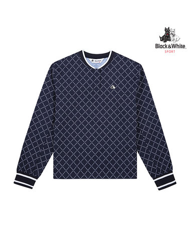[블랙앤화이트] 여성 프린트 라운드 티셔츠 9416LAPP_NAVY