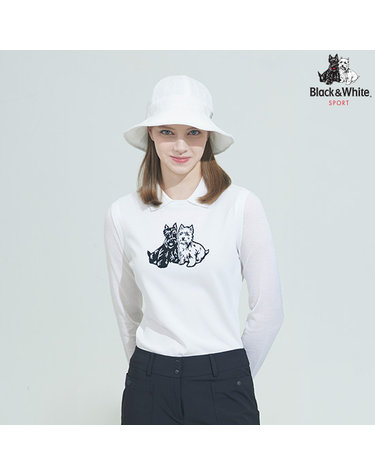 [블랙앤화이트] 여성 테리어 원포인트 긴팔 스웨터 2206LCKR_WHITE
