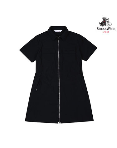 [블랙앤화이트] 여성 반팔 풀오픈 원피스 1026LZON_BLACK