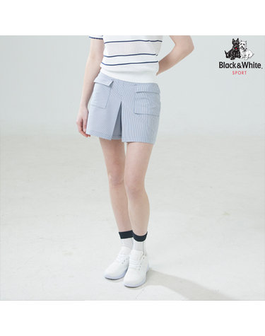 [블랙앤화이트] 여성 아웃 포켓 서커 하프팬츠 5716LAWP_BLUE
