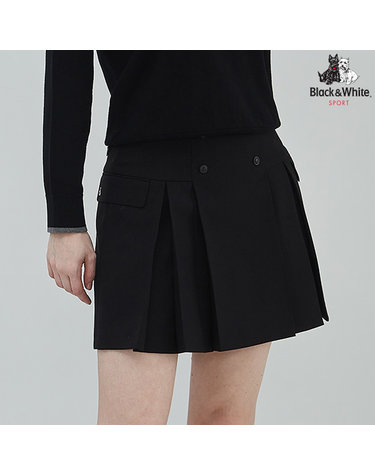 [블랙앤화이트] 여성 캐시미어 혼방 버튼 장식 큐롯 4006LBWW_BLACK