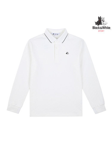 [블랙앤화이트] 남성 자가드 니트 카라 티셔츠 9006GBJP_WHITE