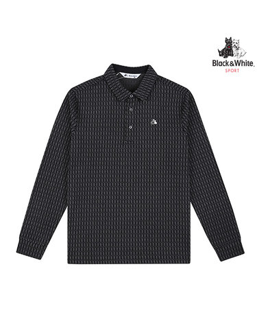[블랙앤화이트] 남성 전판 자가드 카라 티셔츠 9366GBJP_BLACK