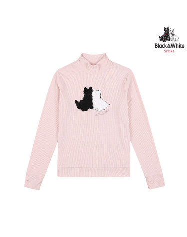 [블랙앤화이트] 여성 간절기 테리어 포인트 하이넥 티셔츠 9246LXSR_PINK