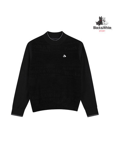 [블랙앤화이트] 여성 벨루아 자가드 방풍 안감 스웨터 2636LBKR_BLACK