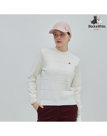 [블랙앤화이트] 여성 벨루아 자가드 방풍 안감 스웨터 2636LBKR_IVORY