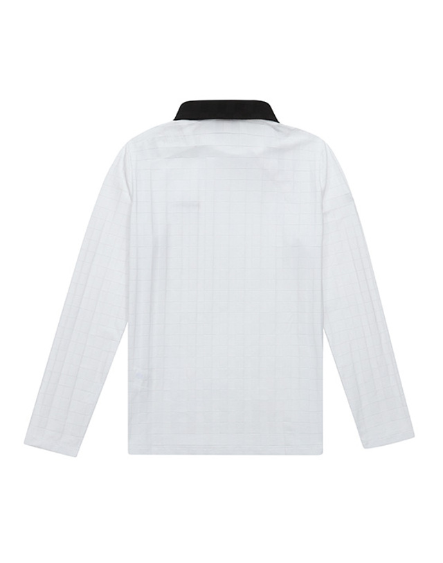 블랙앤화이트 [블랙앤화이트] 여성 언발 Y카라 긴팔 티셔츠 9302LZKC_WHITE 착용컷