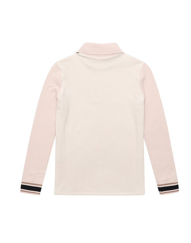 블랙앤화이트 [블랙앤화이트] 여성 니트 소매 겨울 골지 티셔츠 9232LBHP_PINK 착용컷