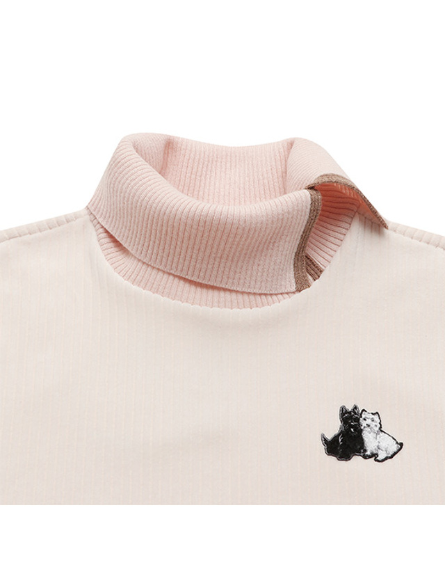 블랙앤화이트 [블랙앤화이트] 여성 니트 소매 겨울 골지 티셔츠 9232LBHP_PINK 착용컷