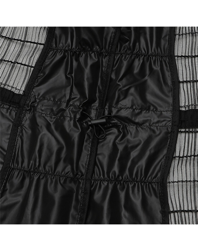 블랙앤화이트 [블랙앤화이트] 여성 여름 주름 메쉬 베스트 1052LAGL_BLACK 착용컷