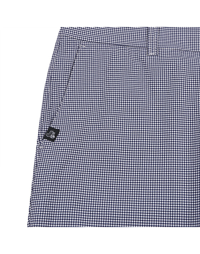 블랙앤화이트 [블랙앤화이트] 남성 잔체크 서커 일자 팬츠 5066GAWP_NAVY 착용컷