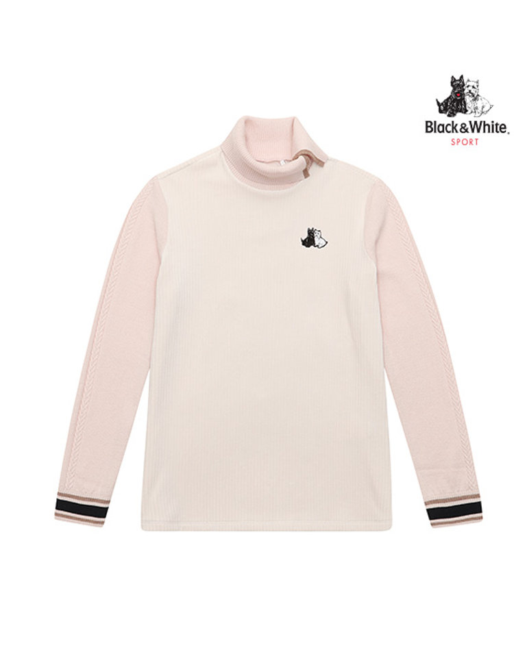 [블랙앤화이트] 여성 니트 소매 겨울 골지 티셔츠 9232LBHP_PINK