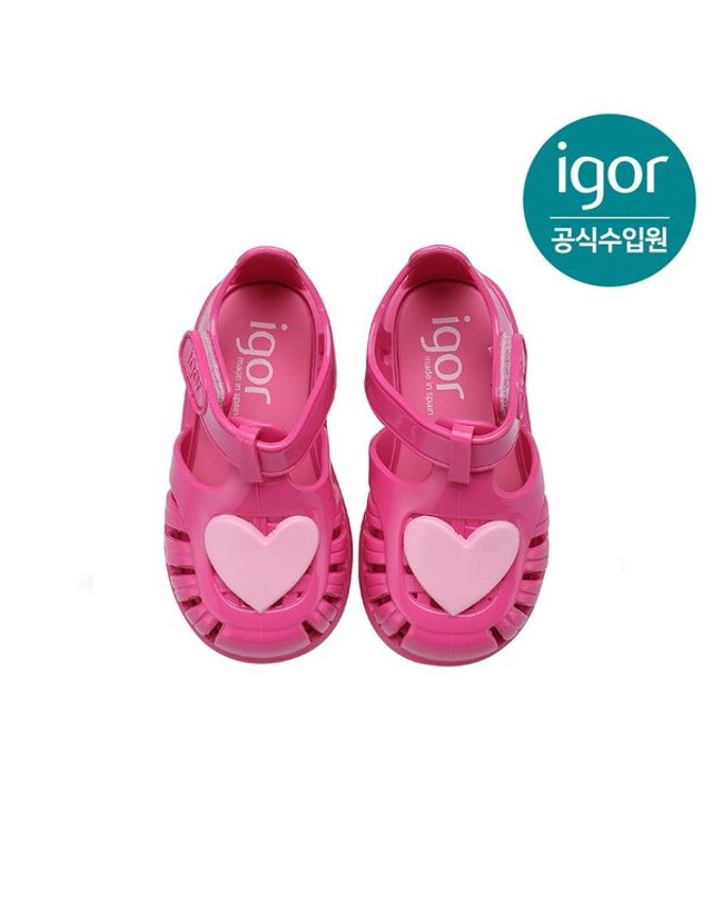트래드후스 [갤러리아] 이고르 토비 글로스 러브 푸시아 IGSDL4M2FF 키즈젤리슈즈 여아샌들 키즈샌들 착용컷