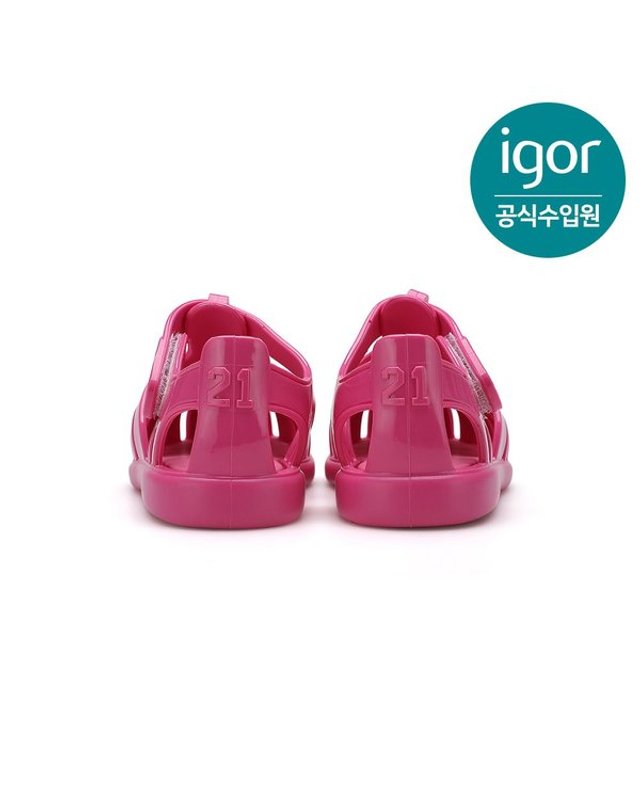 트래드후스 [갤러리아] 이고르 토비 글로스 러브 푸시아 IGSDL4M2FF 키즈젤리슈즈 여아샌들 키즈샌들 착용컷