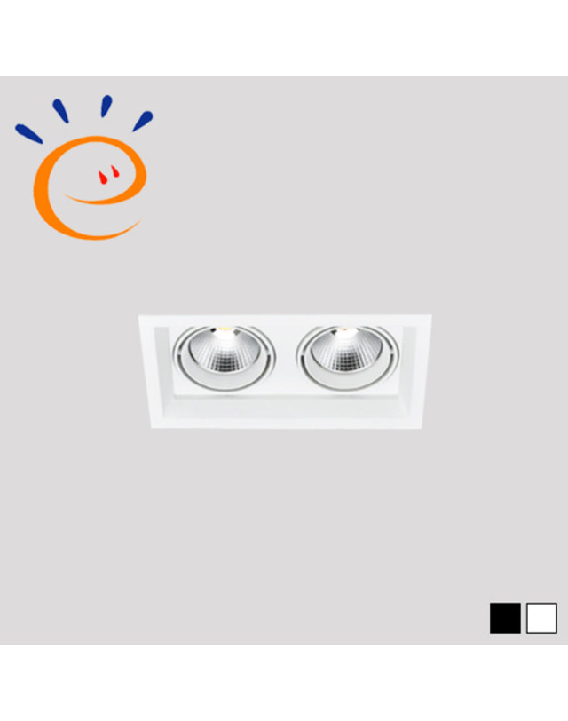 휴빛조명 RFD 사각 2구 고효율인증 매입등 오슬람 COB LED 40W 다운라이트 C형 주백색 착용컷