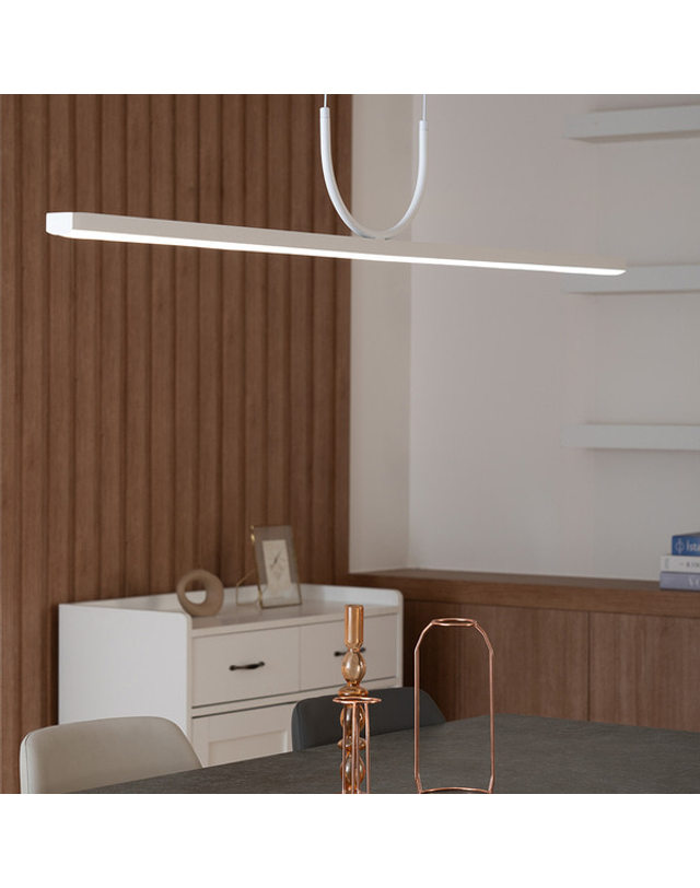 휴빛조명 LP-GLYNE 펜던트 조명 식탁등 LED 40W L1200cm 화이트 주백색 혼함 착용컷