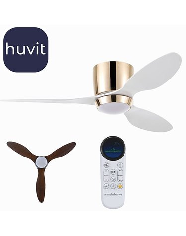 휴빛 남차 실링팬 조명 프렌치 골드 날개화이트107cm(42인치) 디밍 LED20W 삼색변환 조명 날개일체형 저천장 높이 19cm