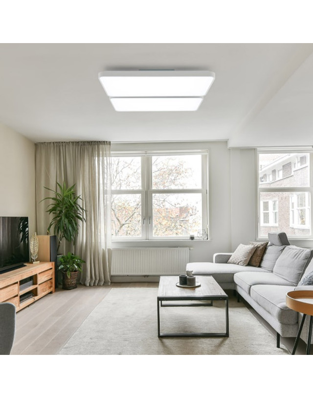 휴빛조명 국산 TN슬림시스템 거실 4등 LED 100W 화이트 주광색 착용컷