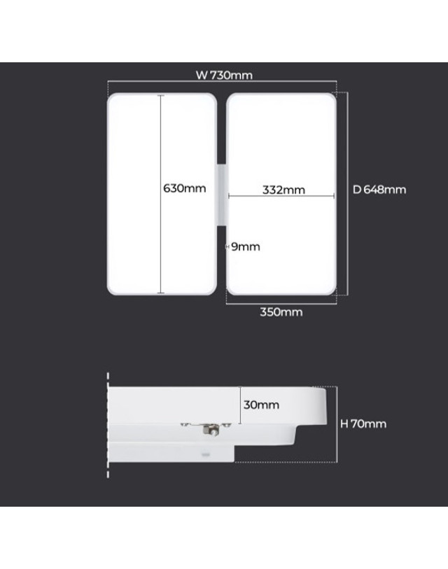 휴빛조명 국산 TN슬림시스템 거실 4등 LED 100W 화이트 주광색 착용컷