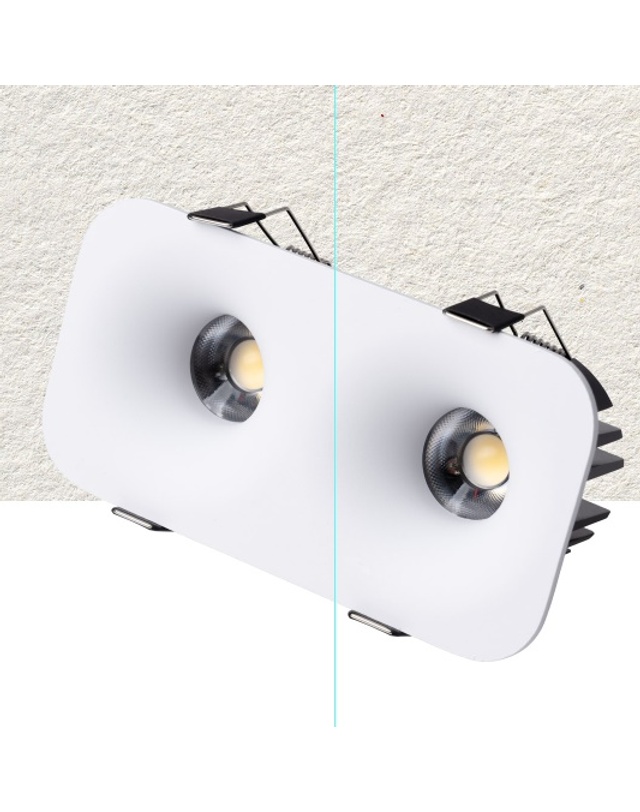 휴빛조명 TN-DEL 2구사각 멀티매입등 다운라이트 LED 25W 대 화이트 주백색 착용컷