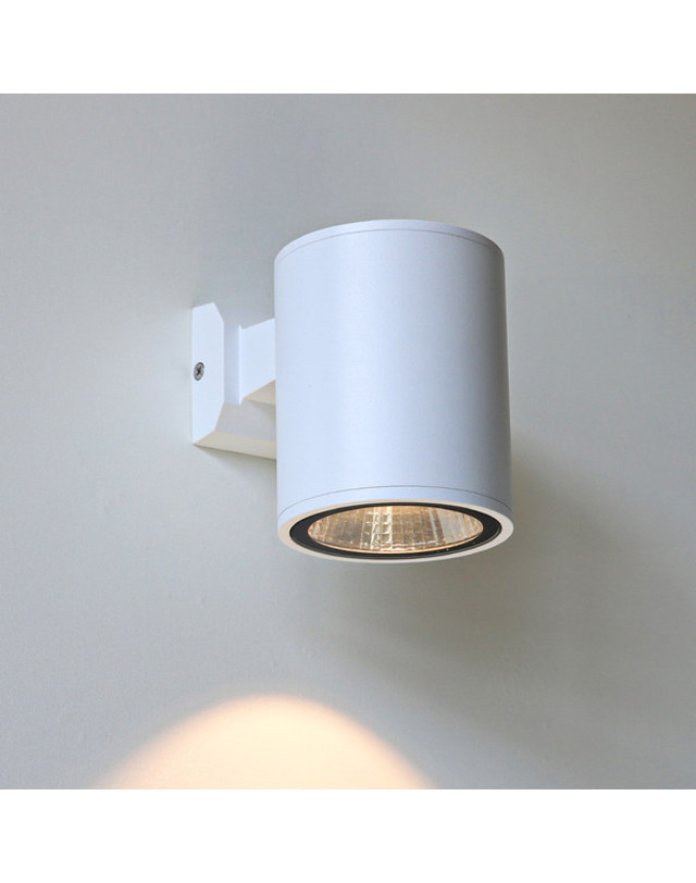 휴빛조명 원통실린더 벽등 COB LED 5W 실내 실외 겸용 벽등 야외조명지름 90mm IP65 블랙 전구색 착용컷
