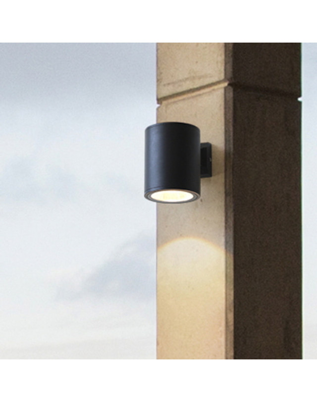 휴빛조명 원통실린더 벽등 COB LED 5W 실내 실외 겸용 벽등 야외조명지름 90mm IP65 블랙 전구색 착용컷