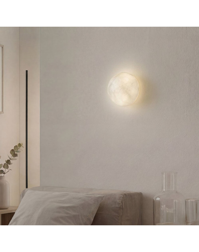 휴빛조명 벽등 실내 벽조명 스톤 알라바스타 대리석 마블 반원형 지름100 LED 5W 반원100 착용컷