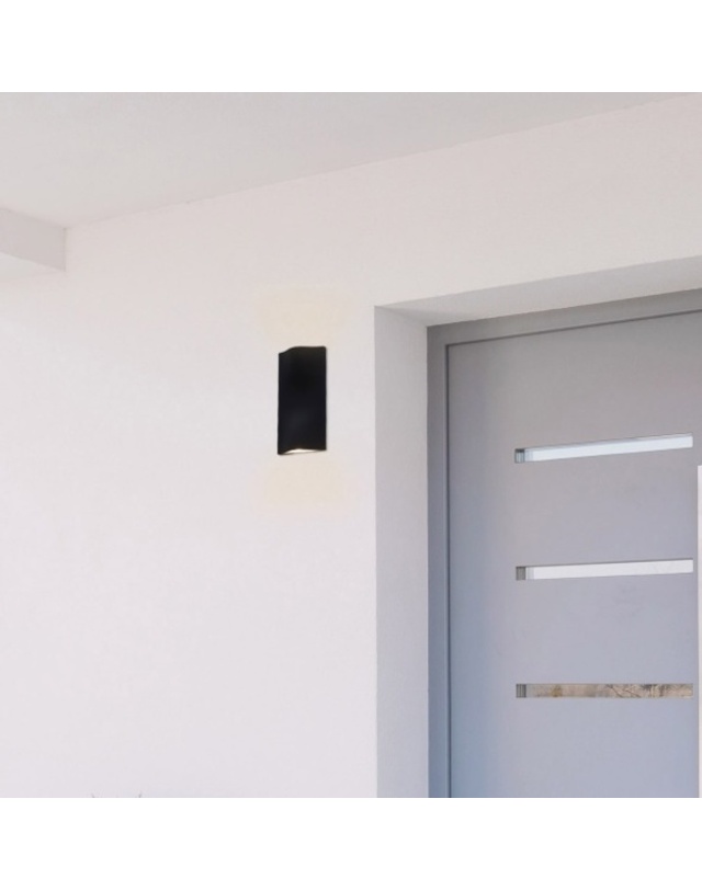 휴빛조명 상하멜라 2등 벽등 LED 14W IP65 실내 실외 겸용 벽조명 블랙 전구색 착용컷