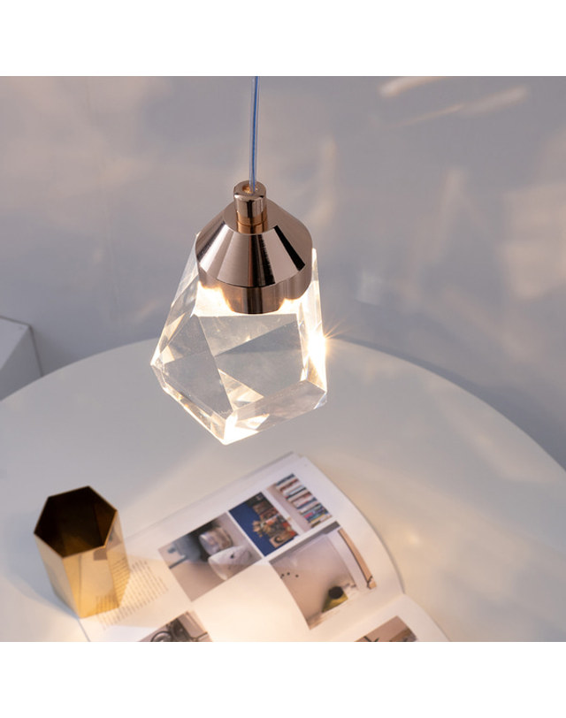 휴빛조명 록키 크리스탈 LED 5W 식탁조명 펜던트 투명 착용컷