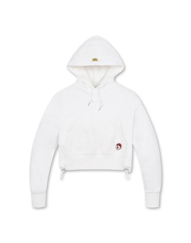 골든베어 (WOMEN) Woven Hybrid Cropped Hoody(White)_G5TAW24615WHX 착용컷