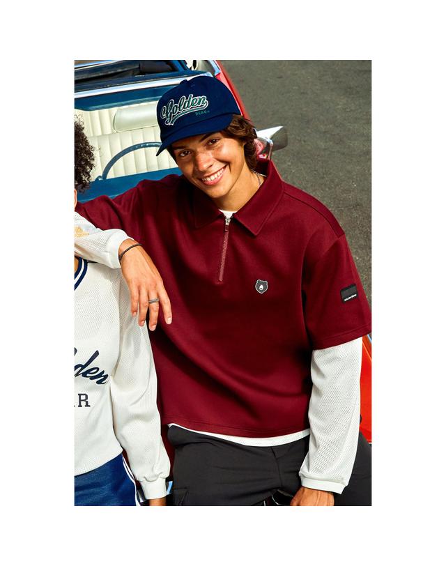 골든베어 Stand Collar Half-Zip Sweatshirt G4TAW25761WIX 착용컷