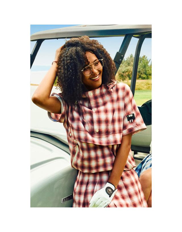 골든베어 (W) Check Pattern Short Sleeve Anorak G5UAW25741WIX 착용컷