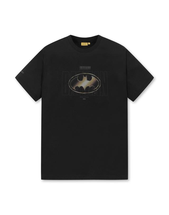 골든베어 (U)(GOLDENBEAR X BATMAN) 배트맨 로고 그래픽 반팔 라운드 티셔츠 G4TAW25031BKX 착용컷