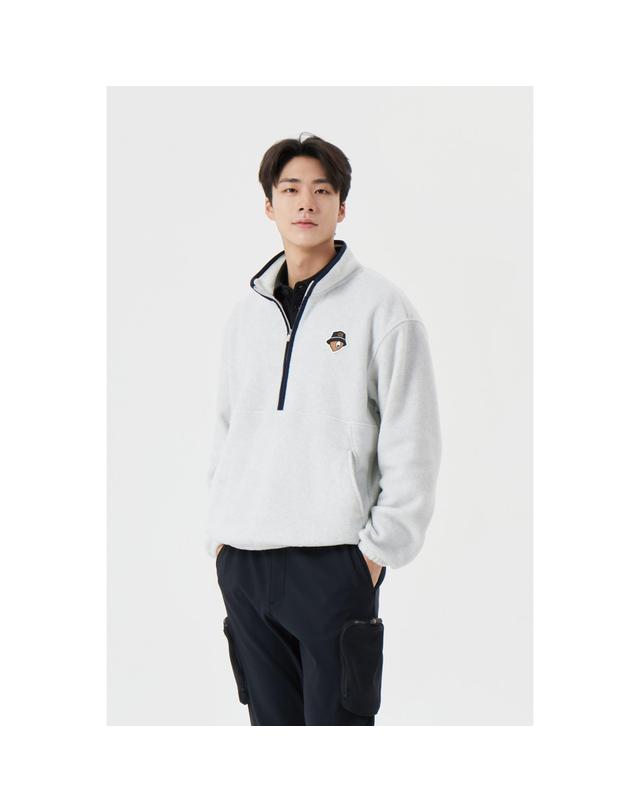 골든베어 Soft Touch Half Zip-up T-shirt G4TAW25821IVX 착용컷
