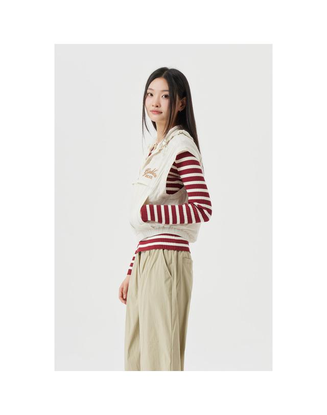 골든베어 (W) Back Graphic Fleece Vest G5VAW25821IVX 착용컷