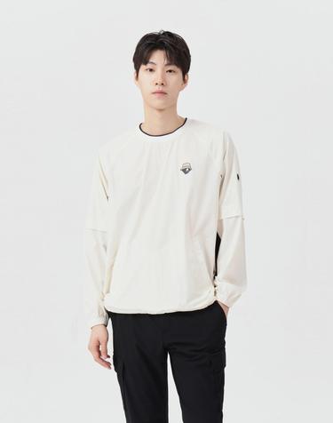 (남성) Crewneck Mesh Lined Woven Pullover G4TAW26006IVX
