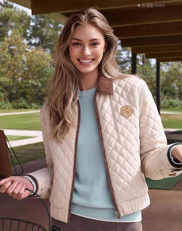 (여성) Corduroy Collar Quilted Zip-up Jumper G5UAW26003IVX