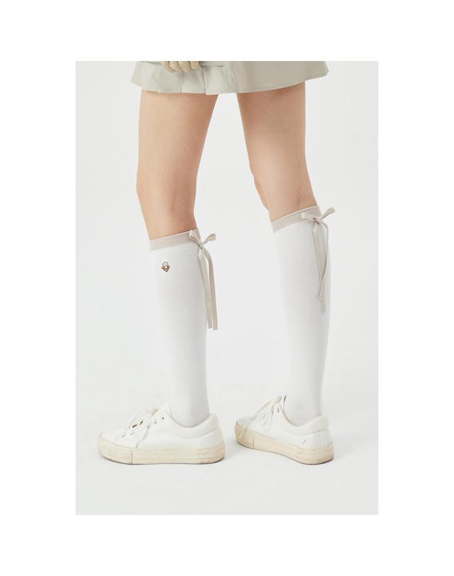 골든베어 (W) Ribbon Tie Knee-Socks G6LAX26242BEX 착용컷