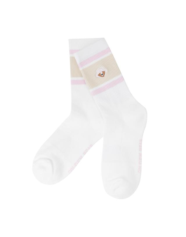 골든베어 (W)Tri-Color Stripe Mid Socks G6LAX26112BEX 착용컷