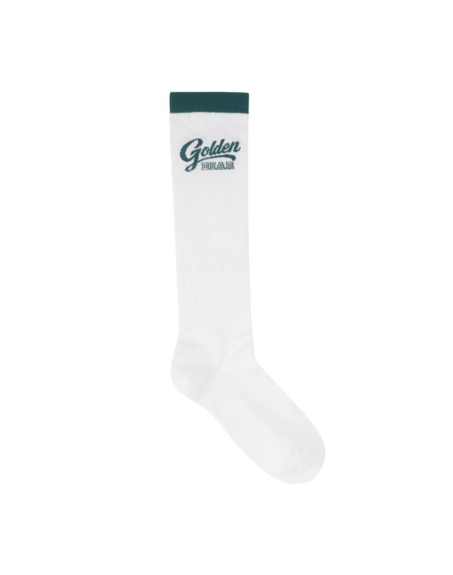 골든베어 (W) Lettering Jaquard Knee-Socks G6LAX26332WHX 착용컷